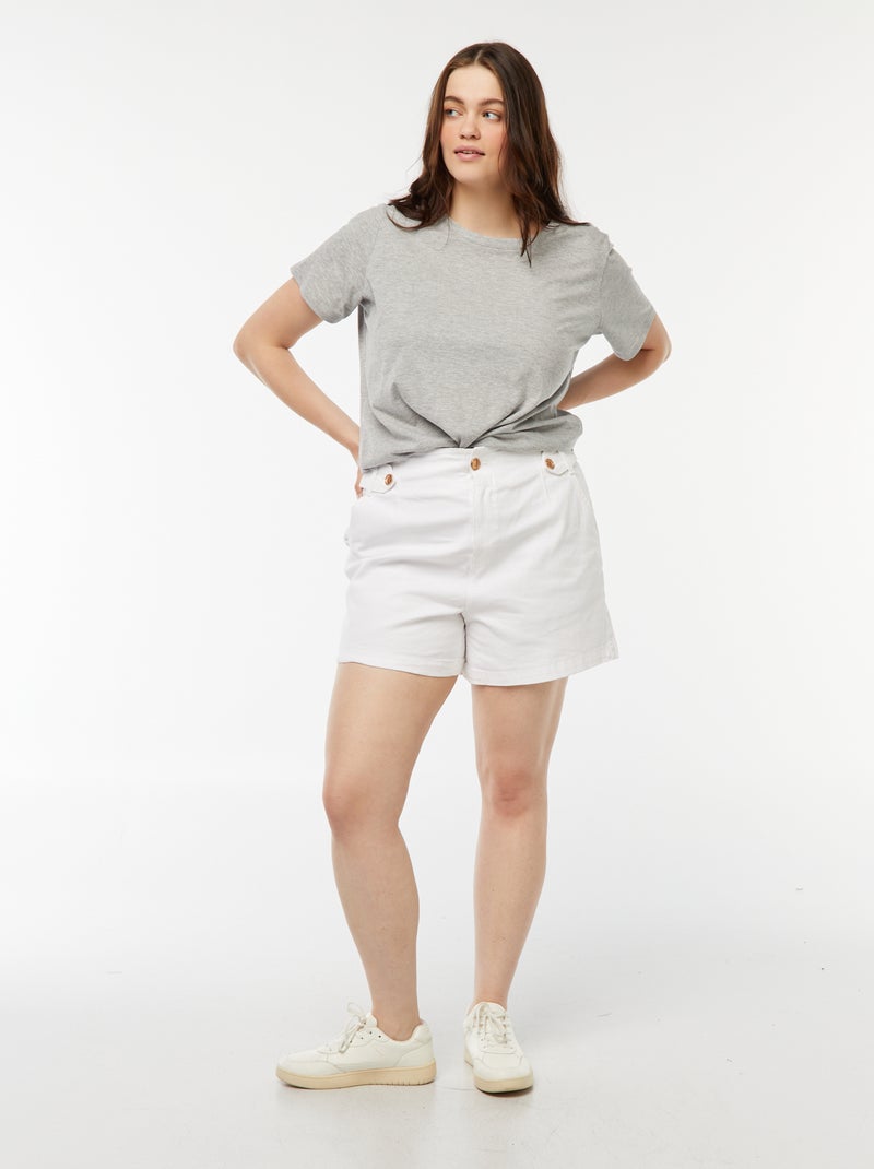 Pantalón corto con botones dorados BLANCO - Kiabi