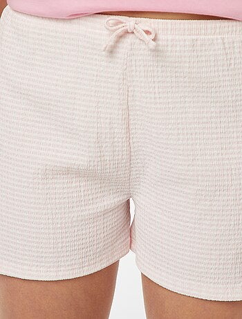Pantalón corto con cintas para anudar y estampado vichy