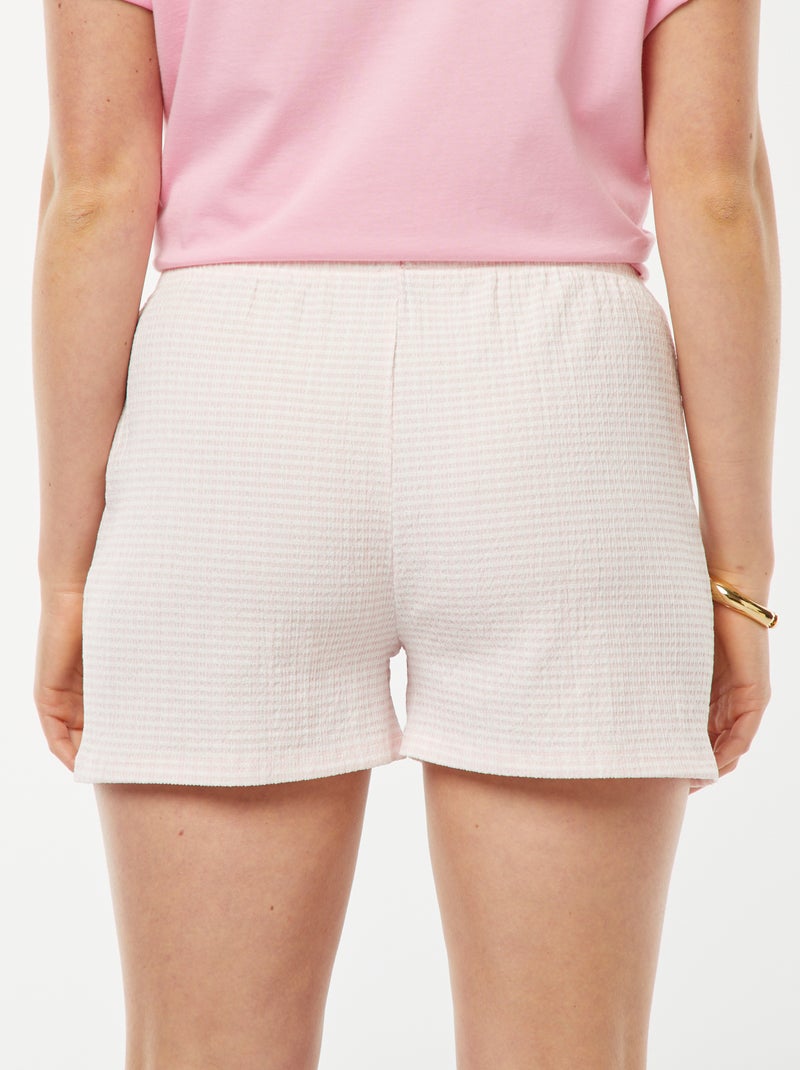 Pantalón corto con cintas para anudar y estampado vichy Rosa - Kiabi