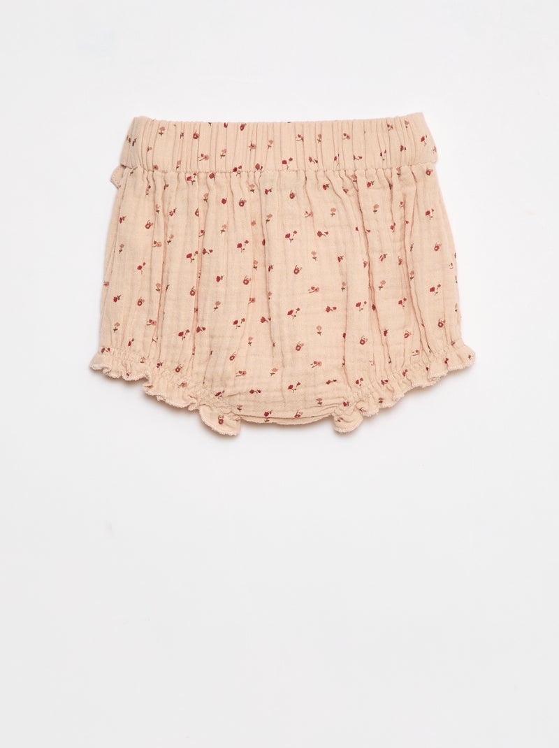 Pantalón corto con cintura elástica y cinturón anudable Beige - Kiabi