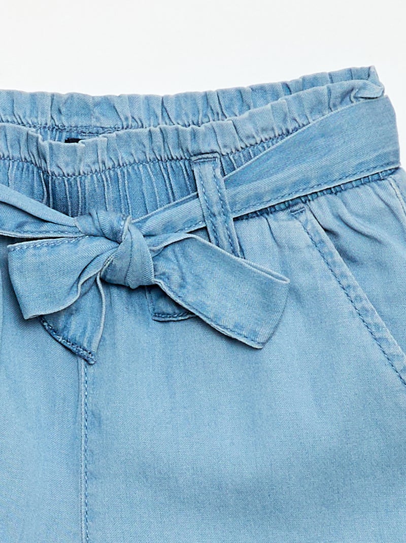 Pantalón corto con cinturón anudado Azul - Kiabi