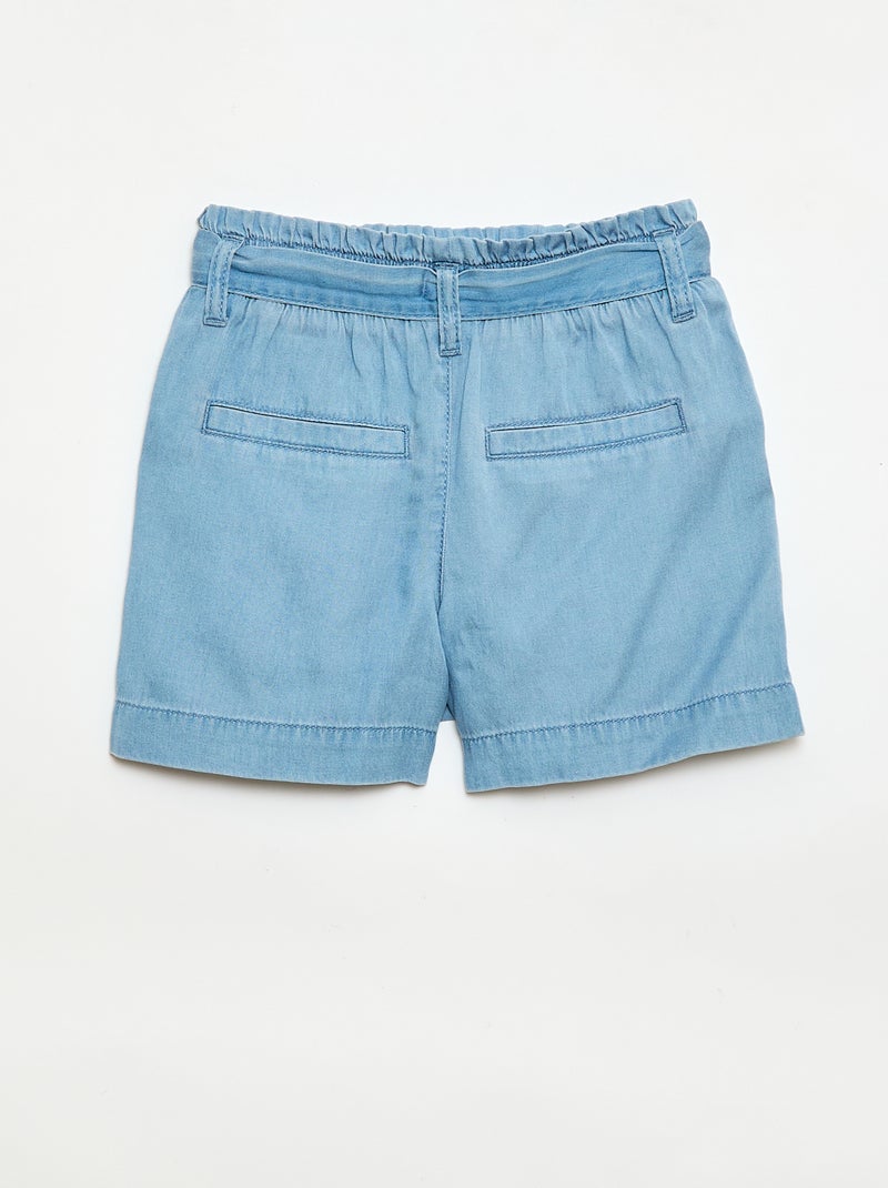 Pantalón corto con cinturón anudado Azul - Kiabi