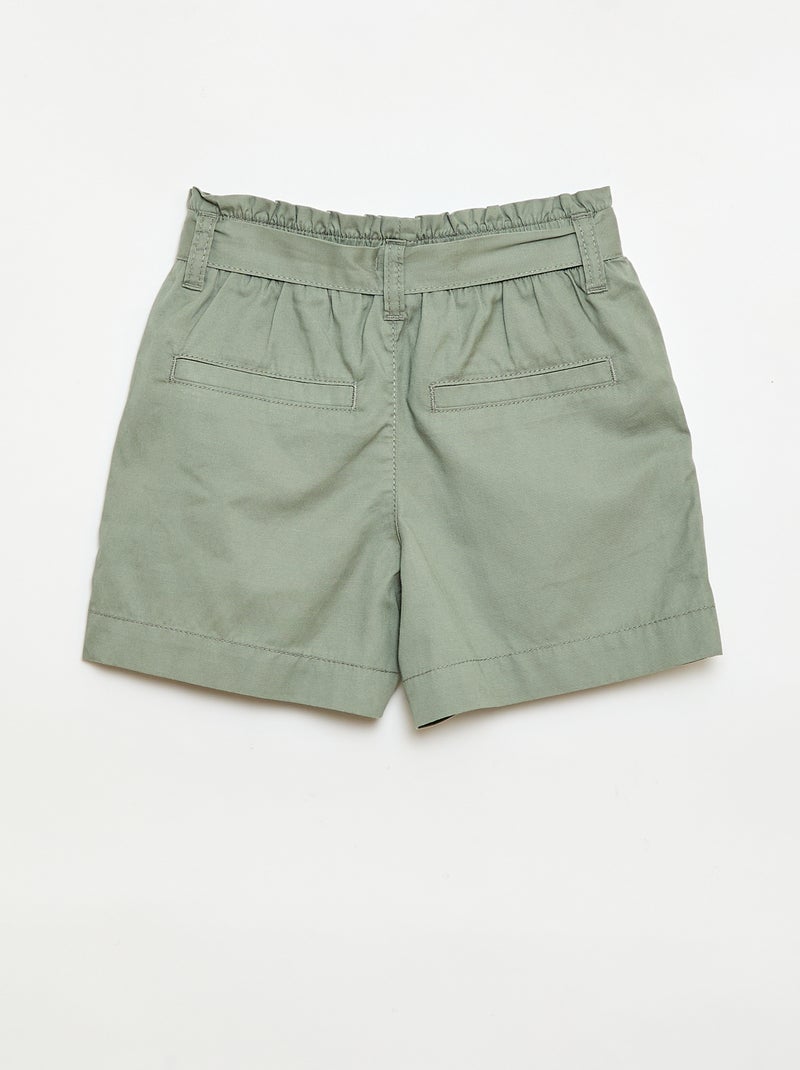 Pantalón corto con cinturón anudado Verde - Kiabi