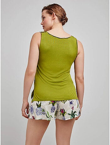 Pantalón corto con estampado floral ajustable en cintura