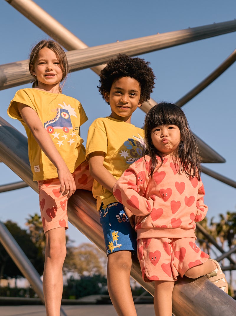 Pantalón corto con estampado Grafik Edition Naranja - Kiabi