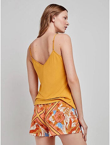 Pantalón corto con estampado oriental ajustable en cintura