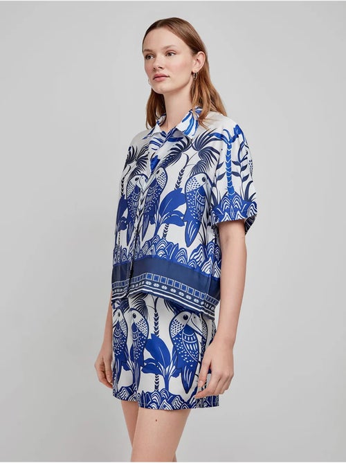 Pantalón corto con estampado tropical en tejidode satén - Kiabi Pantalón corto con estampado tropical en tejidode satén - Kiabi