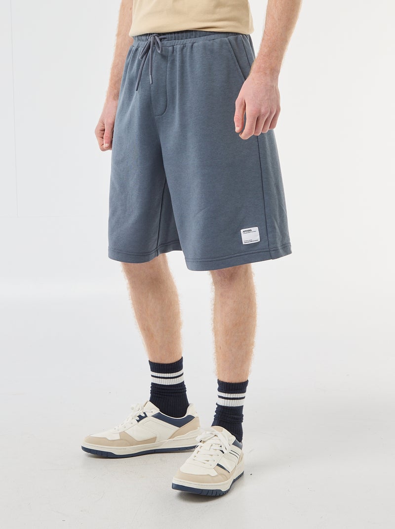 Pantalón corto con parche en algodón liso Gris - Kiabi