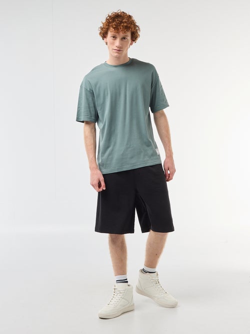 Pantalón corto con parche en algodón liso - Kiabi