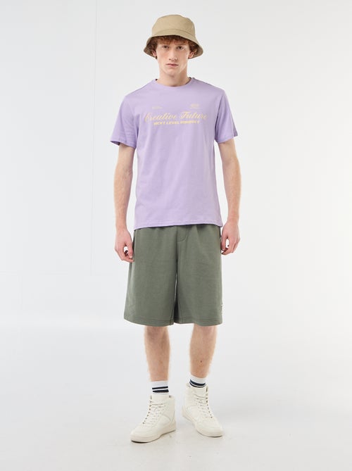 Pantalón corto con parche en algodón liso - Kiabi