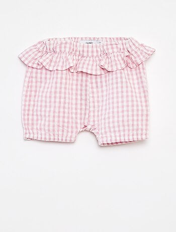 Pantalón corto con volantes y estampado vichy 'Name It'