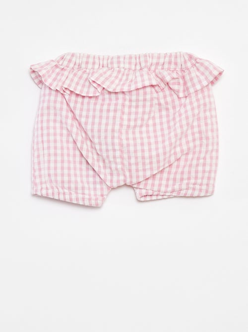 Pantalón corto con volantes y estampado vichy 'Name It' - Kiabi