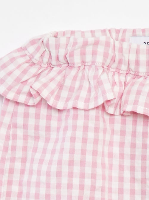 Pantalón corto con volantes y estampado vichy 'Name It' - Kiabi