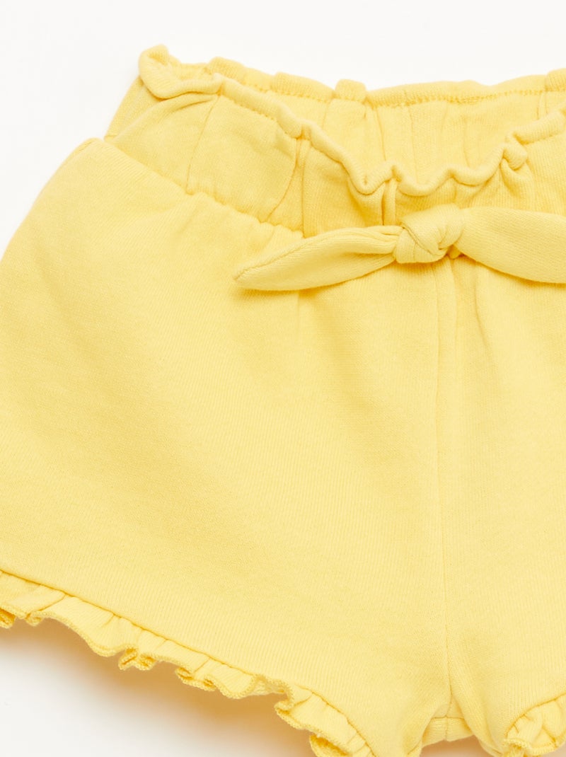 Pantalón corto con volantes y lazo en la cintura Amarillo - Kiabi