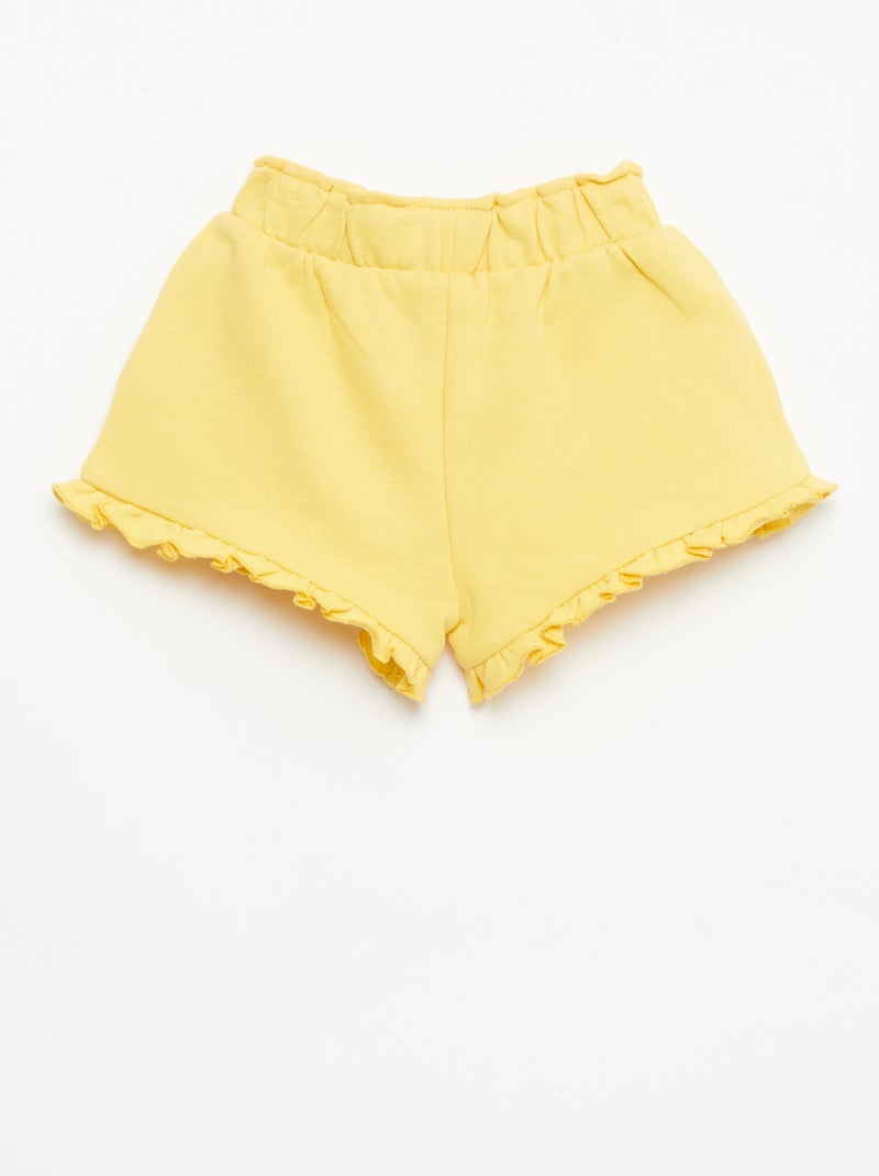Pantalón corto con volantes y lazo en la cintura Amarillo - Kiabi