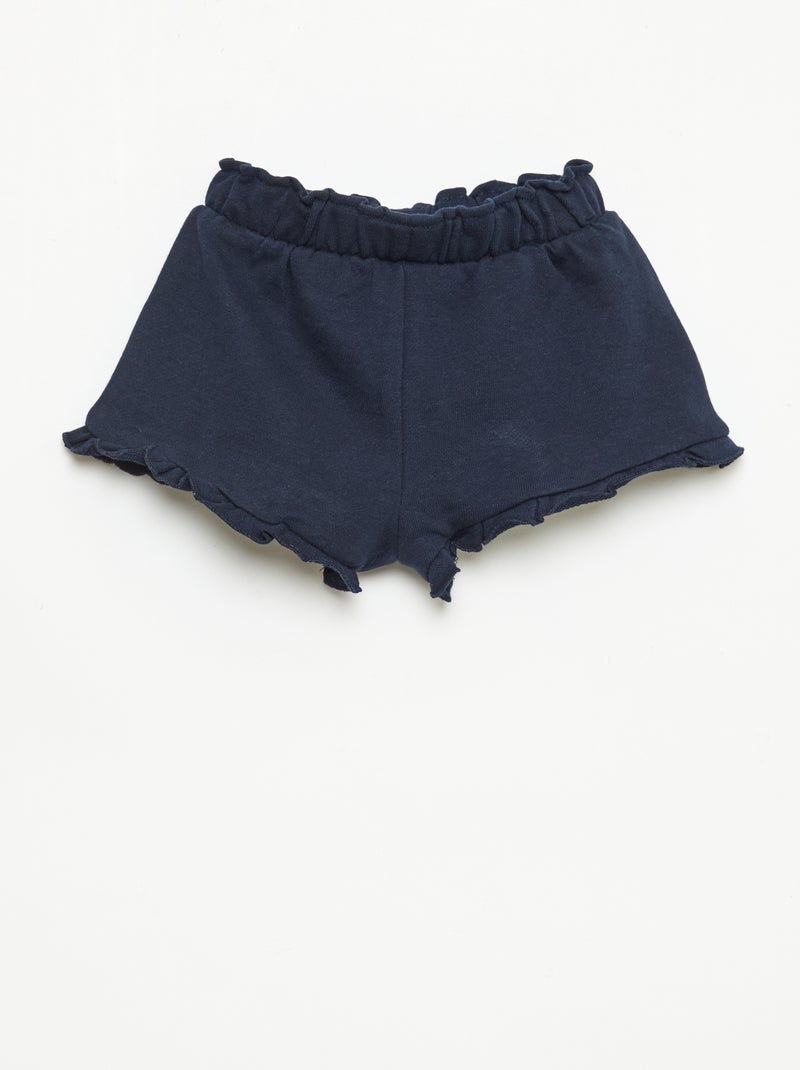 Pantalón corto con volantes y lazo en la cintura Azul - Kiabi