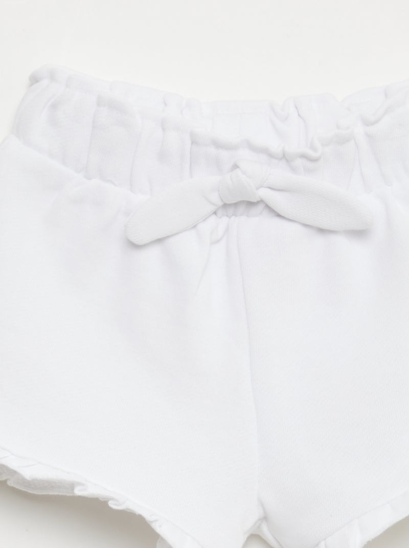 Pantalón corto con volantes y lazo en la cintura Blanco - Kiabi