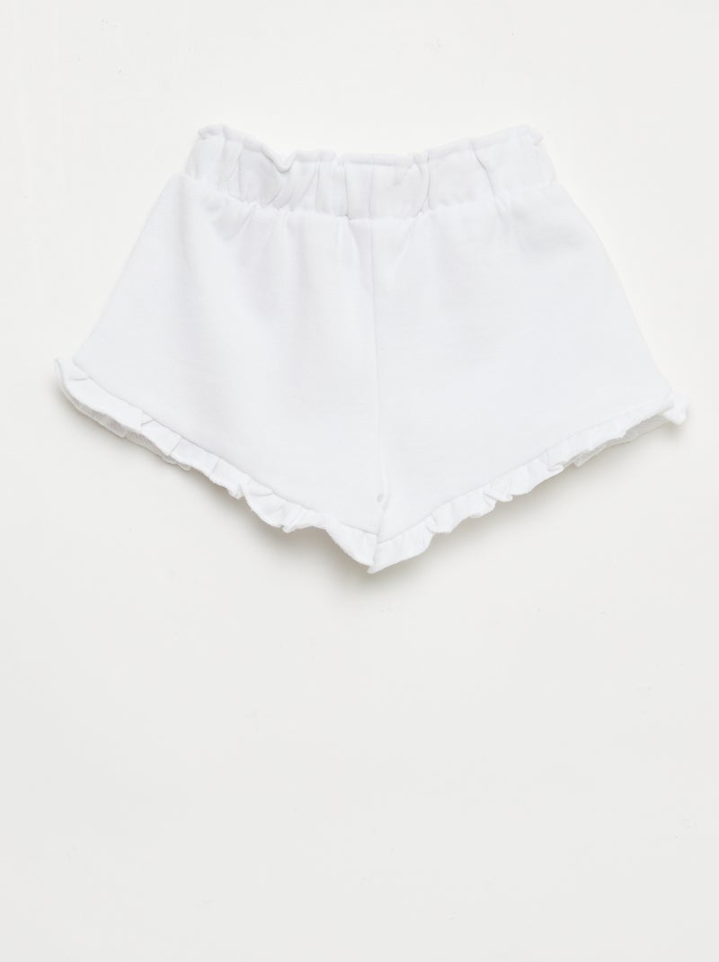 Pantalón corto con volantes y lazo en la cintura Blanco - Kiabi