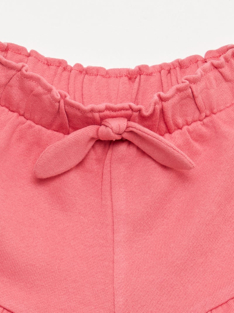 Pantalón corto con volantes y lazo en la cintura Fucsia - Kiabi