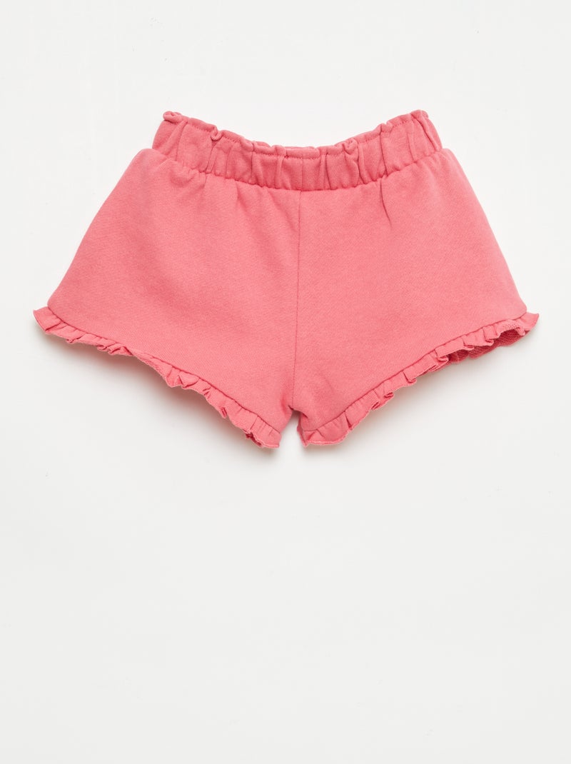 Pantalón corto con volantes y lazo en la cintura Fucsia - Kiabi