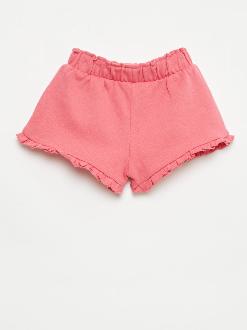 Pantalón corto con volantes y lazo en la cintura Fucsia - Kiabi