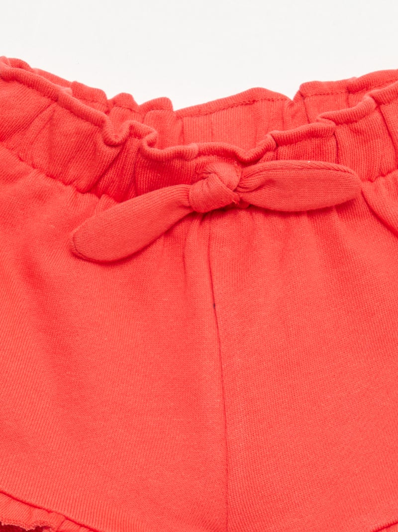 Pantalón corto con volantes y lazo en la cintura Rojo - Kiabi