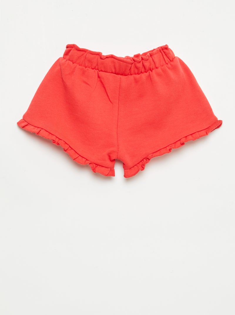 Pantalón corto con volantes y lazo en la cintura Rojo - Kiabi
