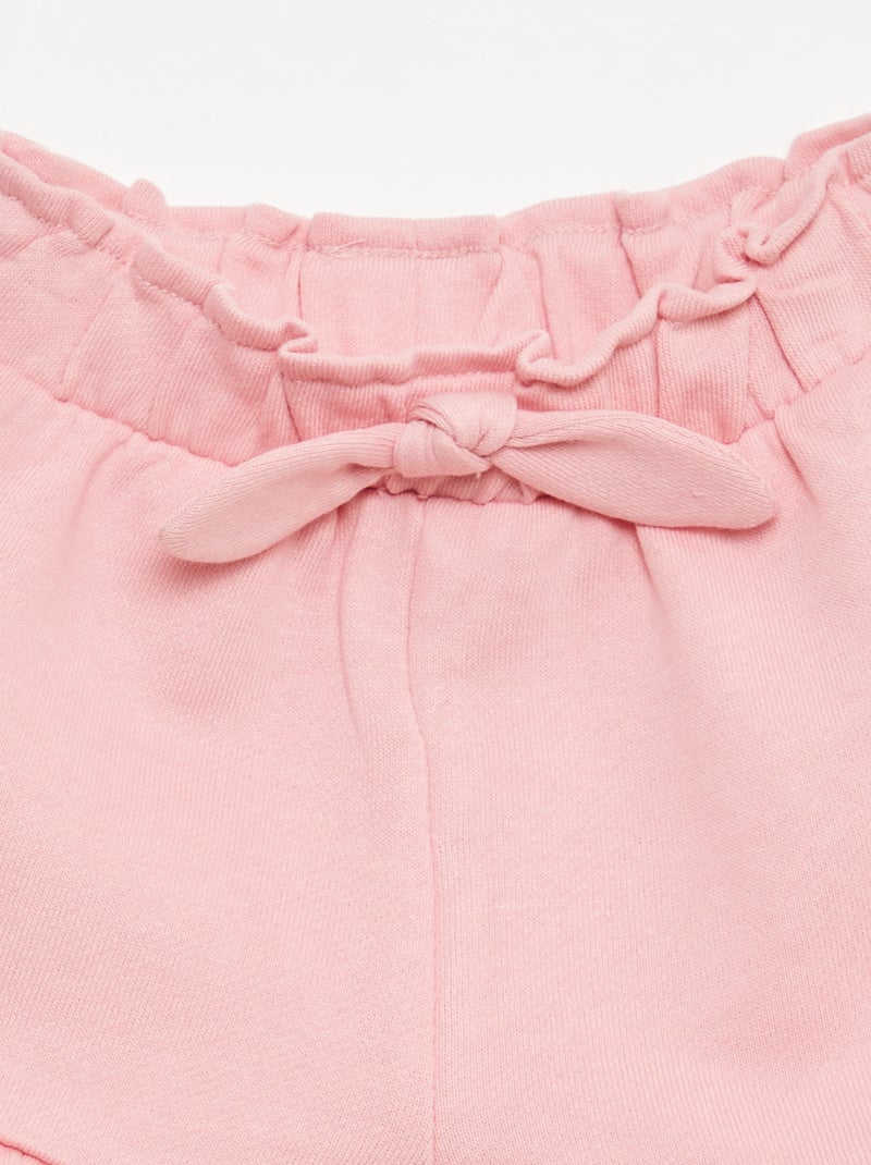 Pantalón corto con volantes y lazo en la cintura Rosa - Kiabi