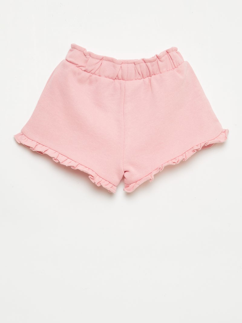 Pantalón corto con volantes y lazo en la cintura Rosa - Kiabi