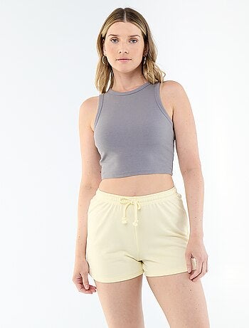 Pantalón corto en algodón liso con cordón