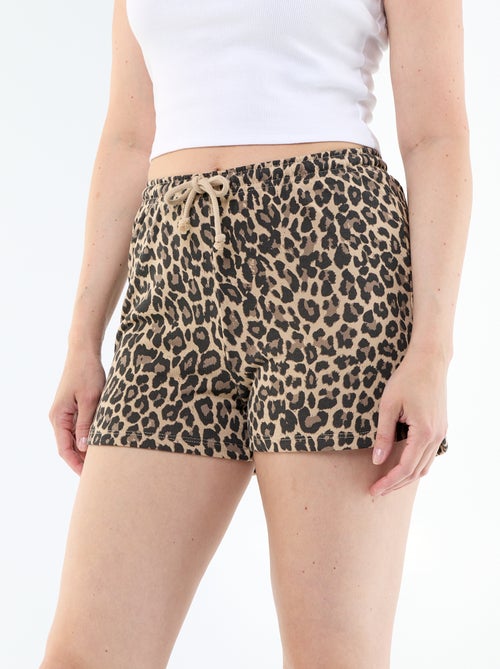 Pantalón corto corto de algodón liso con cordón - Kiabi