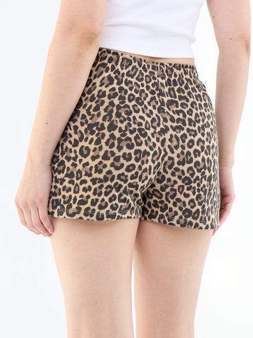 Pantalón corto corto de algodón liso con cordón - Kiabi