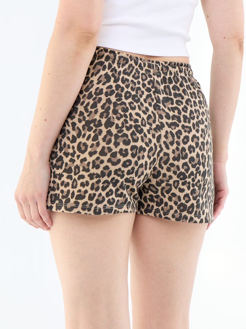 Pantalón corto corto de algodón liso con cordón Beige - Kiabi