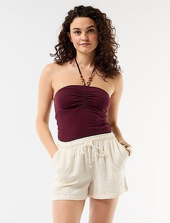 Pantalón corto corto de gasa de algodón