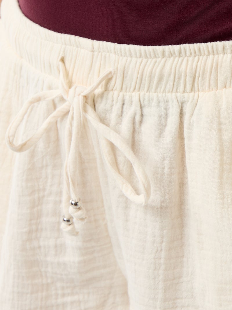 Pantalón corto corto de gasa de algodón Blanco - Kiabi