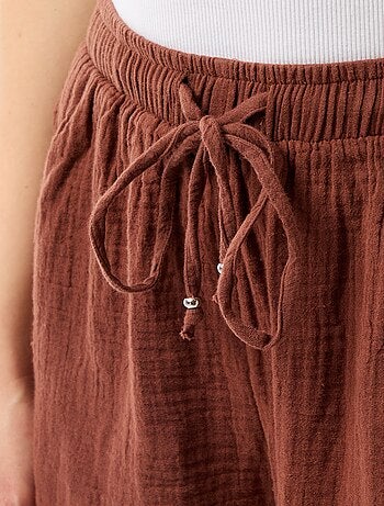 Pantalón corto corto de gasa de algodón