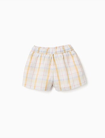 Pantalón corto de algodón a cuadros con cordón B&S