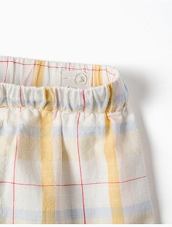 Pantalón corto de algodón a cuadros con cordón B&S