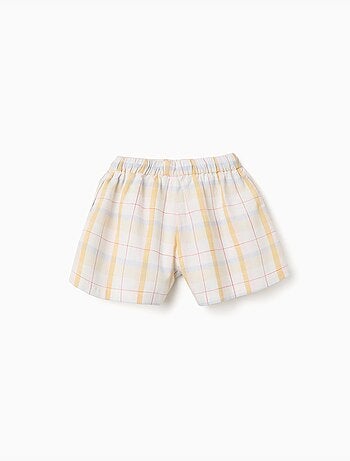 Pantalón corto de algodón a cuadros con cordón B&S