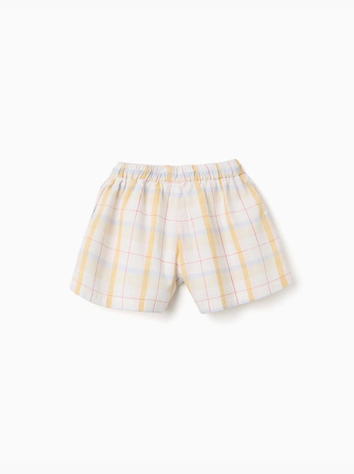 Pantalón corto de algodón a cuadros con cordón B&S - Kiabi