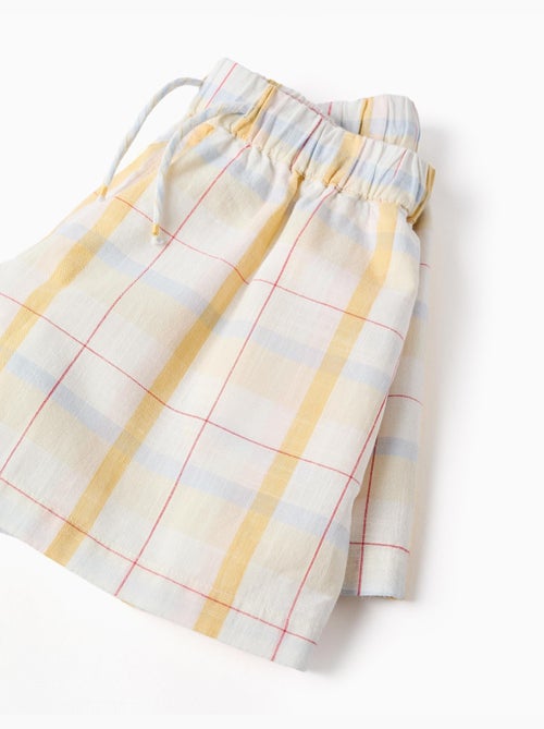 Pantalón corto de algodón a cuadros con cordón B&S - Kiabi