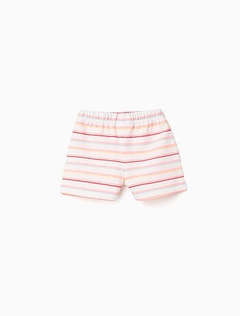 Pantalón corto de algodón a rayas con cintura elástica
