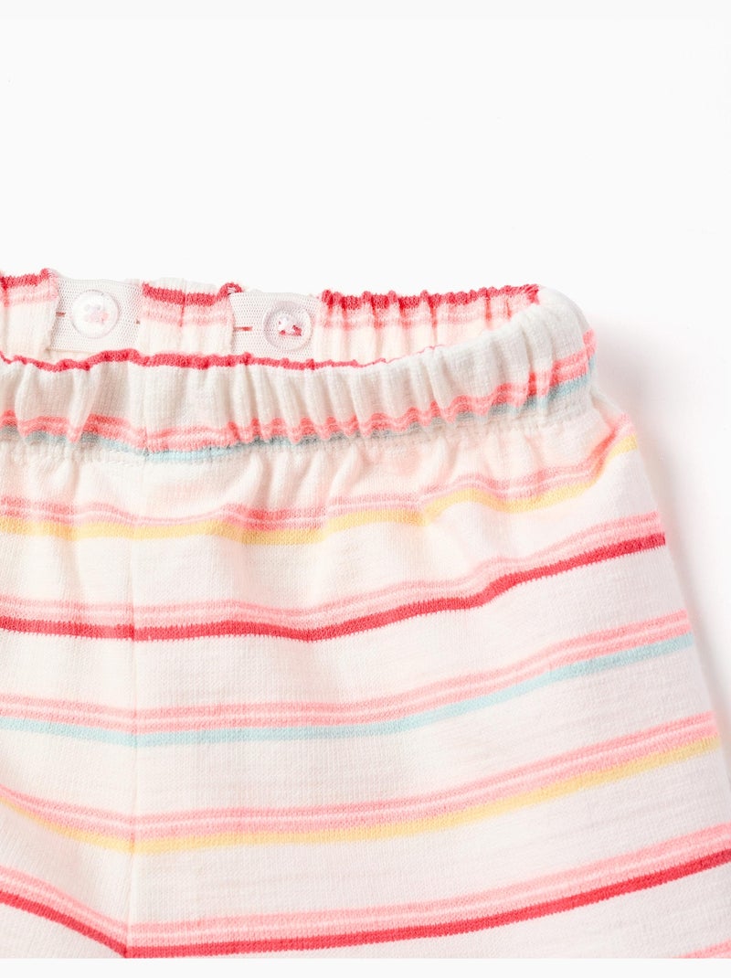 Pantalón corto de algodón a rayas con cintura elástica Blanco - Kiabi