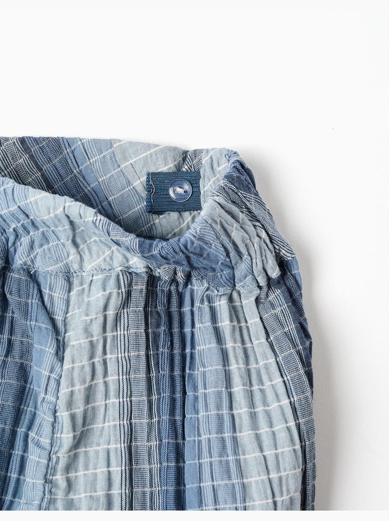 Pantalón corto de algodón a rayas y con cintura elástica Azul claro - Kiabi