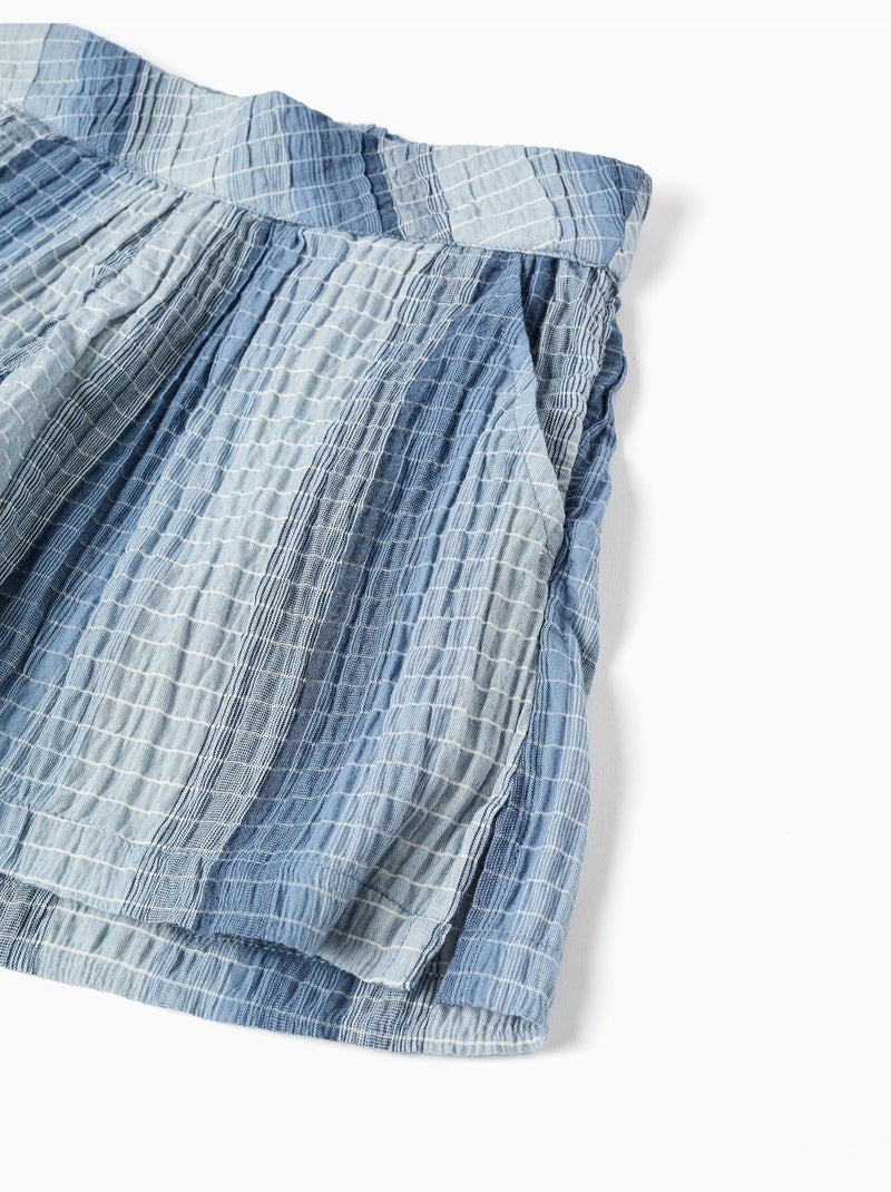 Pantalón corto de algodón a rayas y con cintura elástica Azul claro - Kiabi