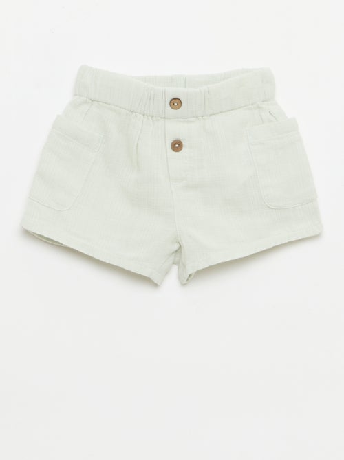 Pantalón corto de algodón con 2 bolsillos de parche - Kiabi