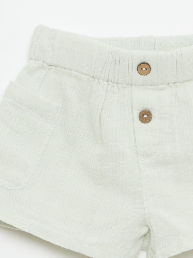 Pantalón corto de algodón con 2 bolsillos de parche Azul - Kiabi