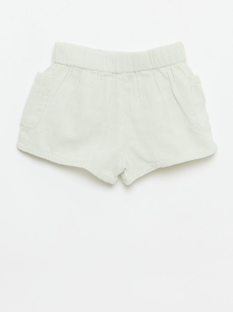 Pantalón corto de algodón con 2 bolsillos de parche Azul - Kiabi