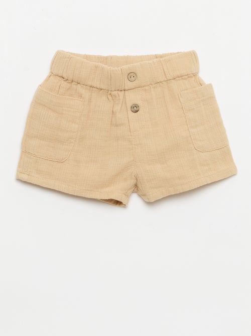 Pantalón corto de algodón con 2 bolsillos de parche - Kiabi