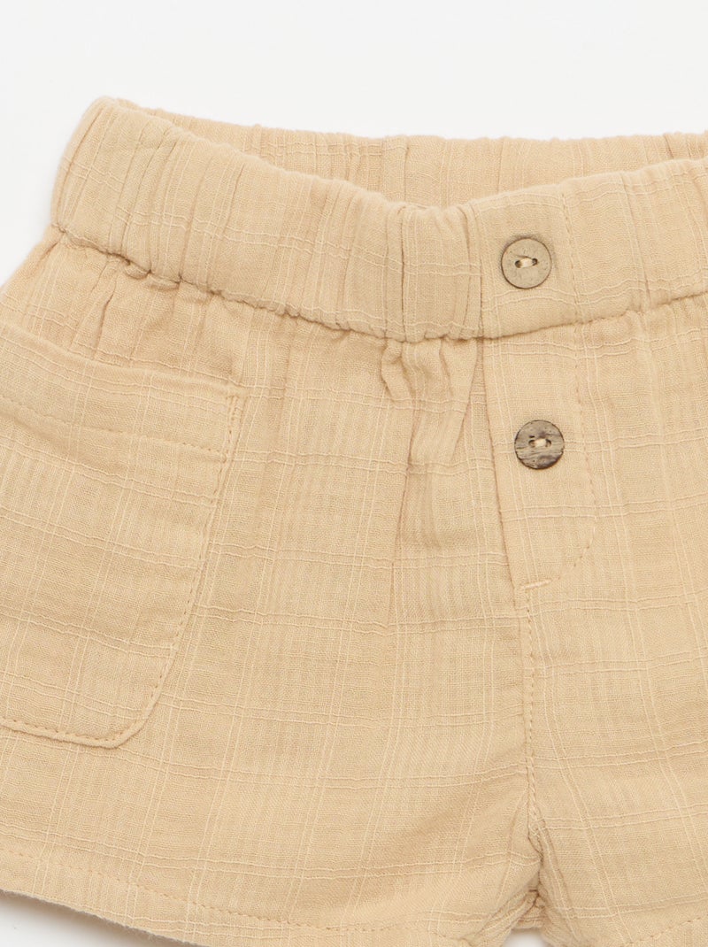 Pantalón corto de algodón con 2 bolsillos de parche Beige - Kiabi